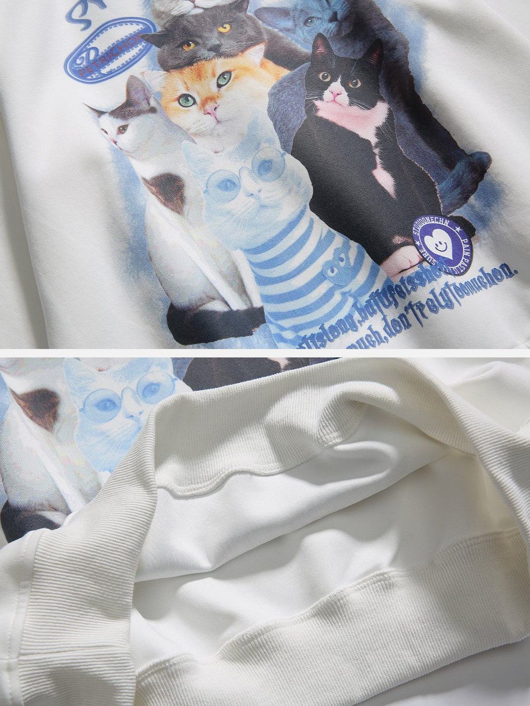 Majesda® - Cute Cat Print Sweatshirt outfit ideas streetwear fashion