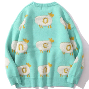 Majesda® - Cute Plush Sheep Knit Sweater outfit ideas streetwear fashion