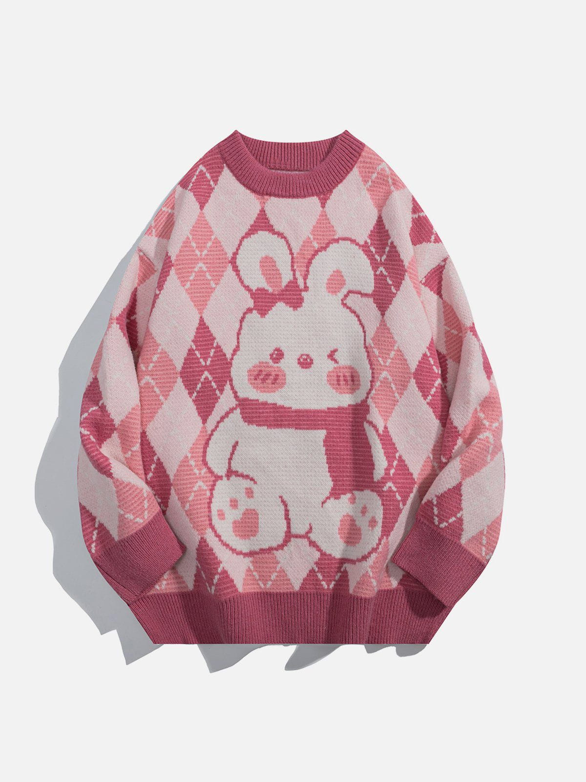 Majesda® - Cute Rabbit Rhombus Patchwork Sweater outfit ideas streetwear fashion