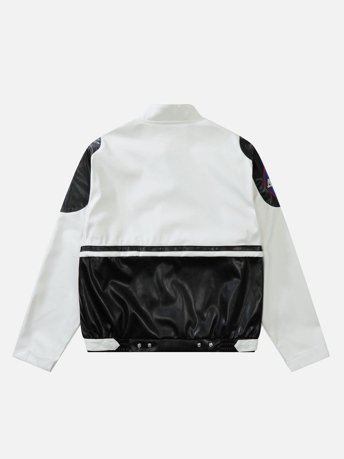 Majesda® - Detachable Color Stitching Racing PU Jacket outfit ideas, streetwear fashion - majesda.com