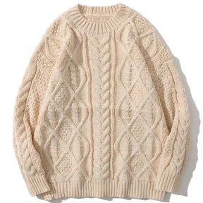 Majesda® - Diamond Twisted Flower Knit Sweater outfit ideas streetwear fashion