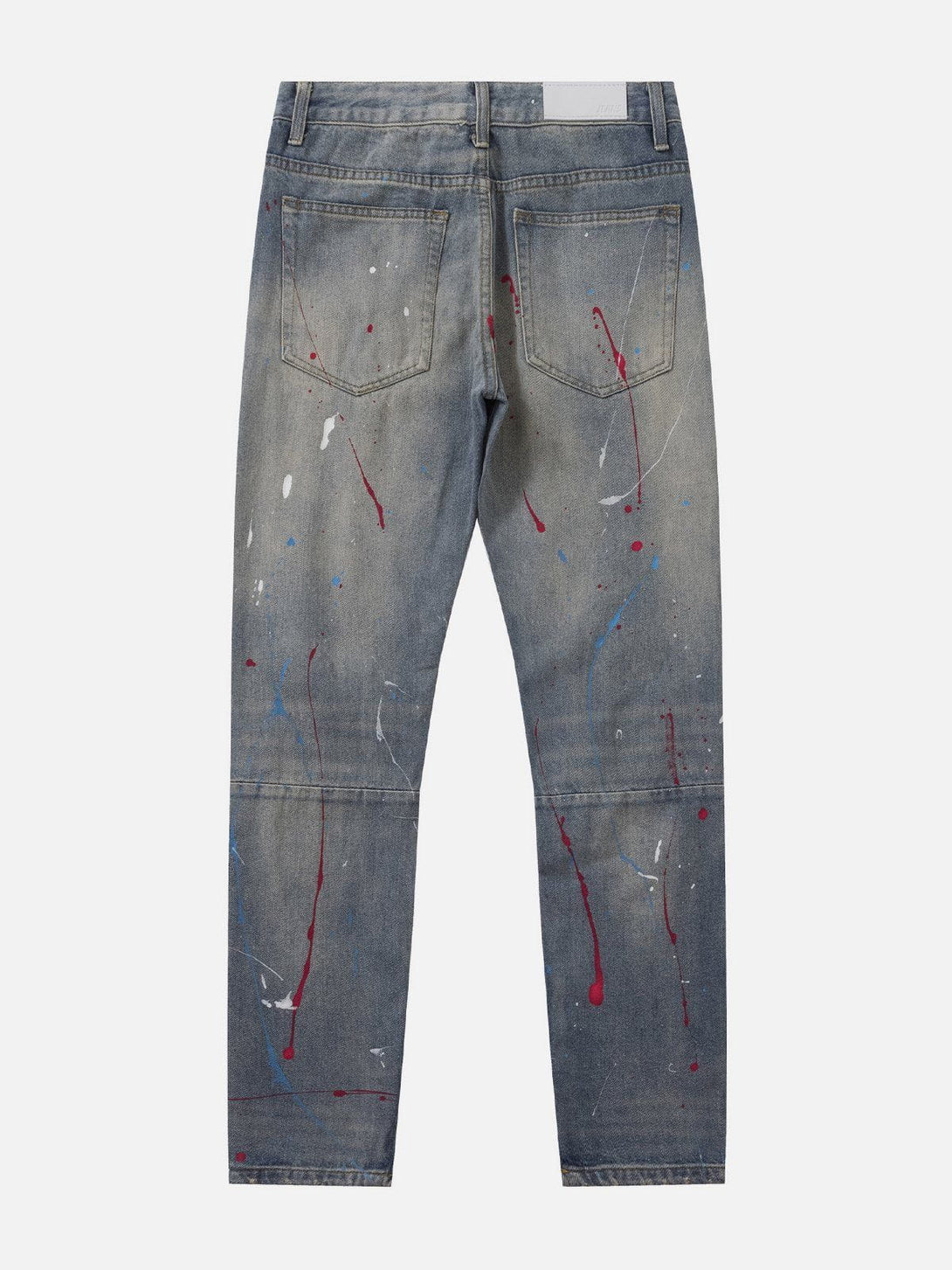 Majesda® - Distressed Splashed Ink Graffiti Jeans outfit ideas streetwear fashion