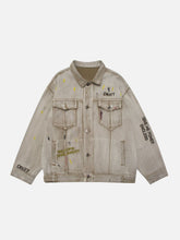 Majesda® - Distressed Washed Denim Jacket outfit ideas, streetwear fashion - majesda.com