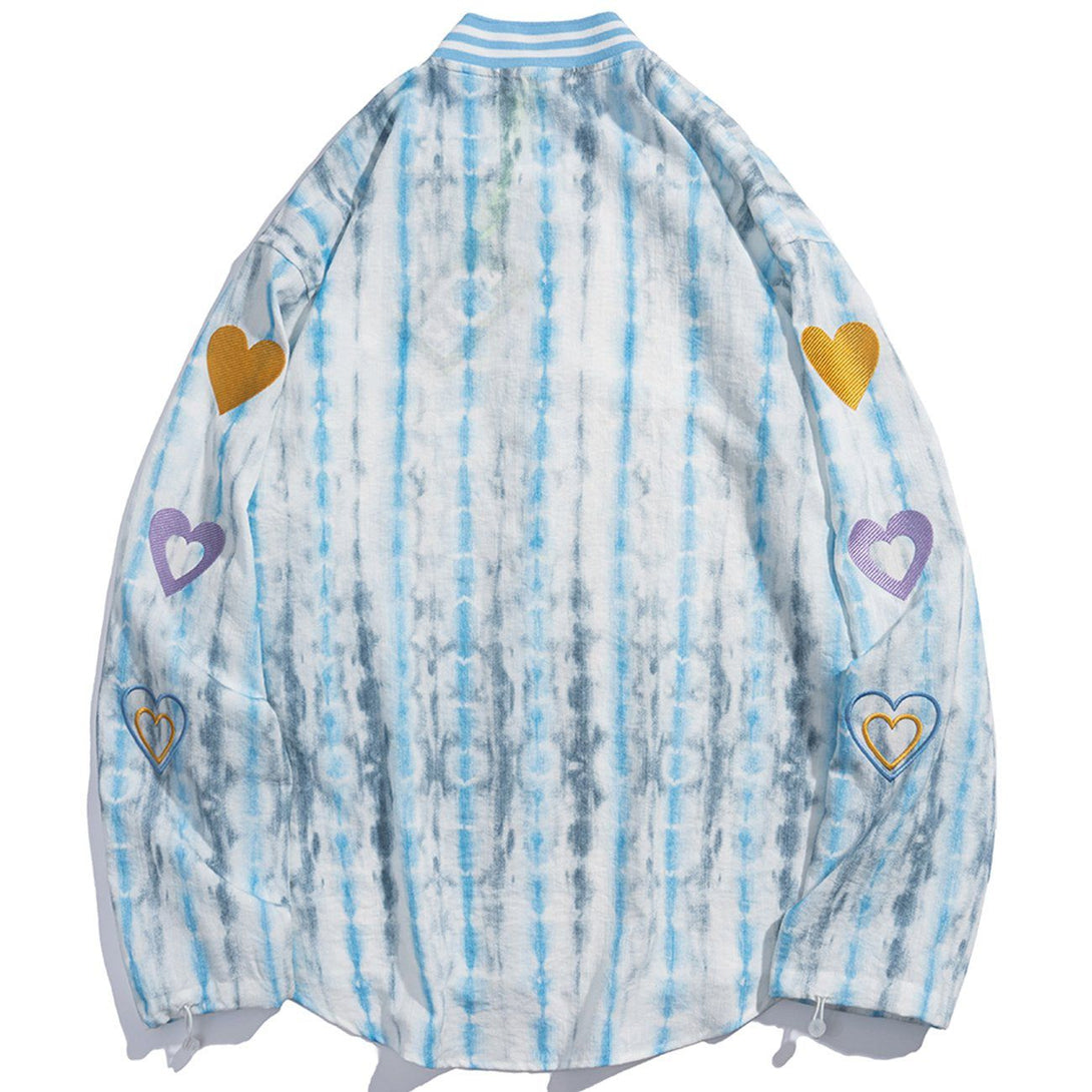 Majesda® - Embroidered Heart Distressed Long-sleeved Shirt outfit ideas streetwear fashion