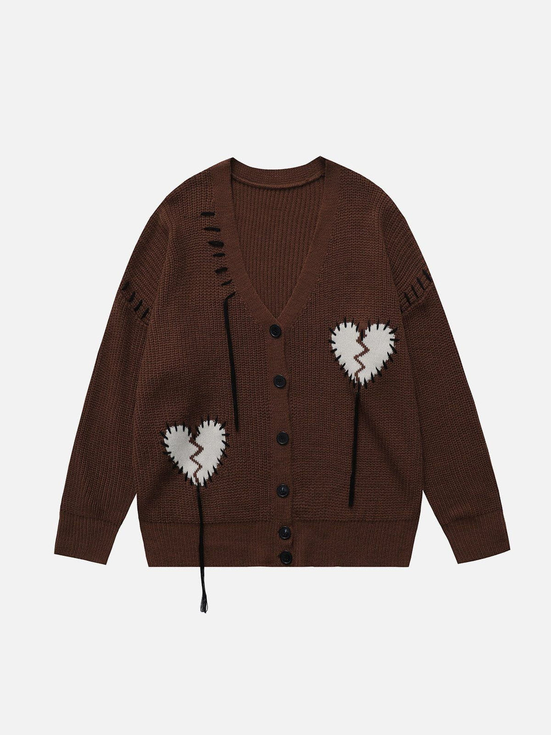 Majesda® - Embroidered Heart Fringe Cardigan outfit ideas streetwear fashion