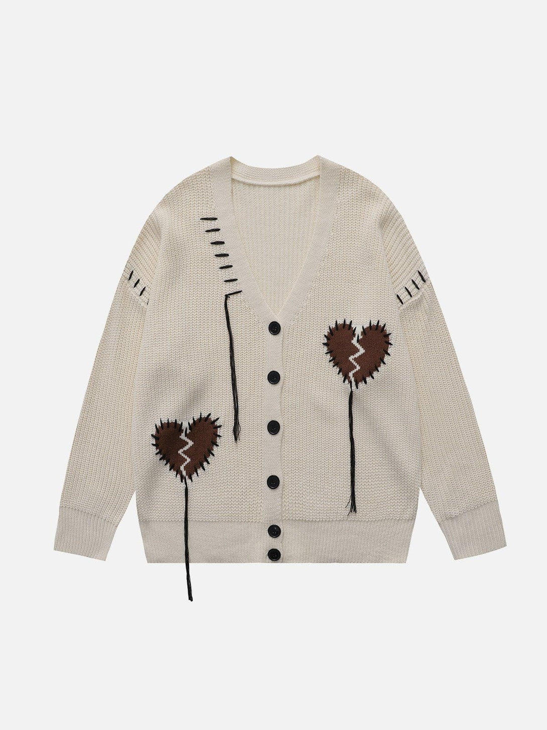 Majesda® - Embroidered Heart Fringe Cardigan outfit ideas streetwear fashion