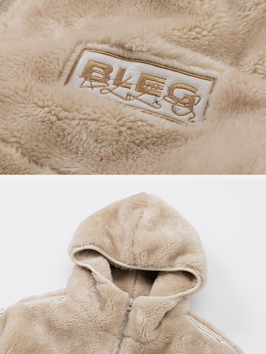 Majesda® - Embroidered Letter Hat Sherpa Coat outfit ideas, streetwear fashion - majesda.com