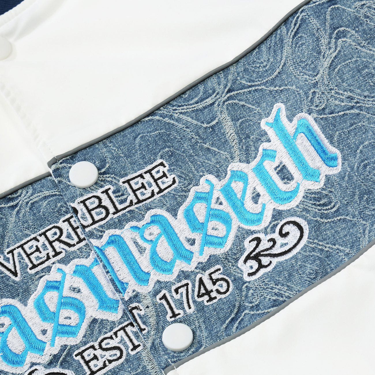 Majesda® - Embroidered Letter Patchwork Jacket outfit ideas, streetwear fashion - majesda.com