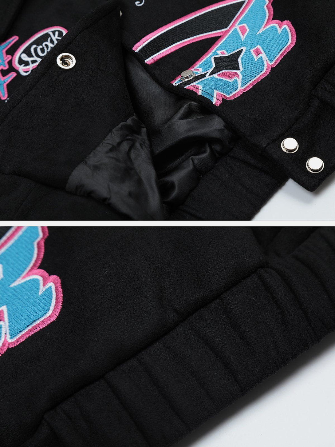 Majesda® - Embroidered Letter Racing Jacket outfit ideas, streetwear fashion - majesda.com