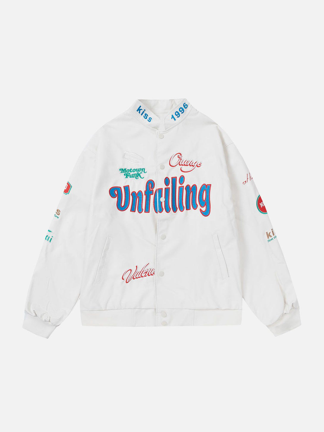 Majesda® - Embroidered Letter Racing Jackets outfit ideas, streetwear fashion - majesda.com