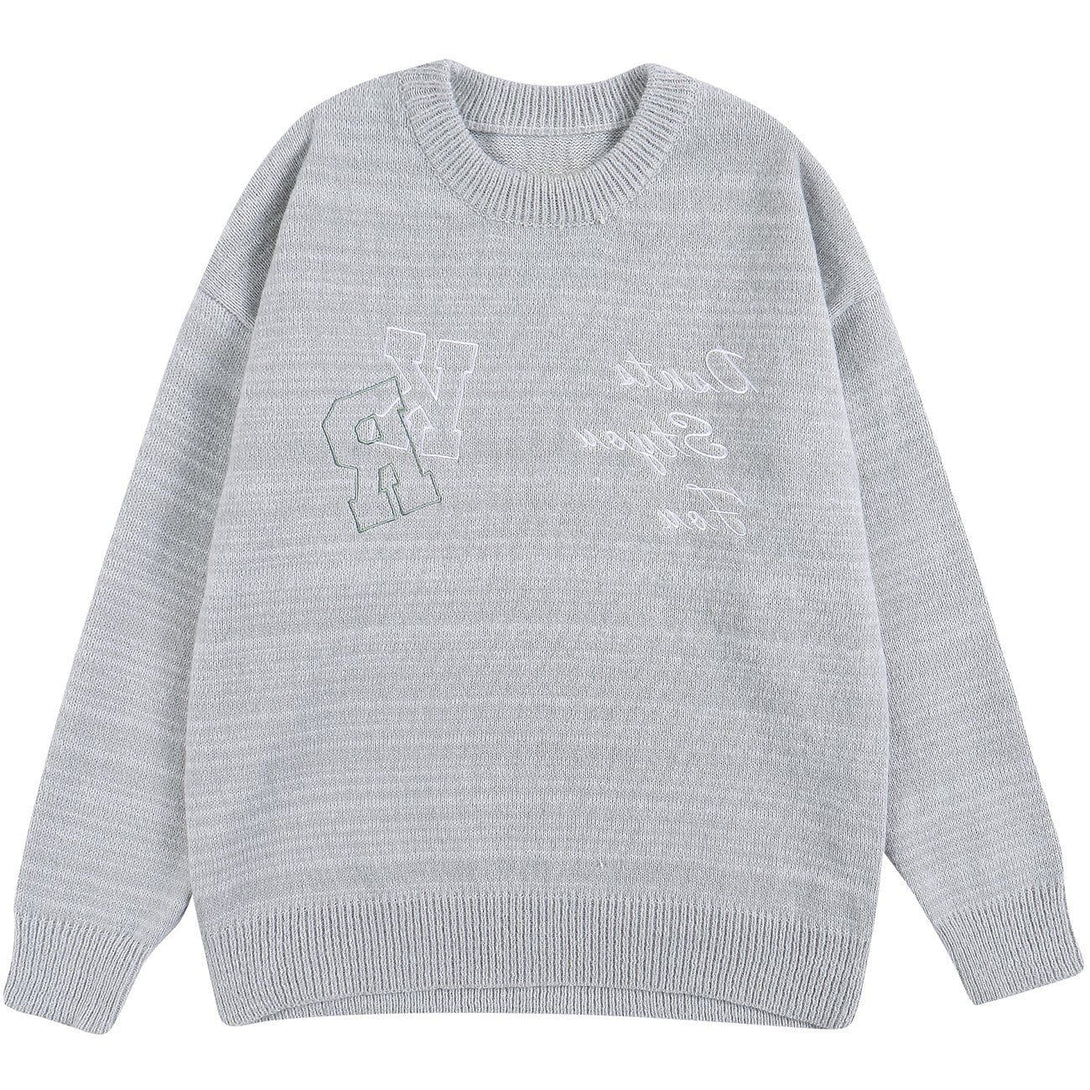 Majesda® - Embroidered Letters Knit Sweater outfit ideas streetwear fashion