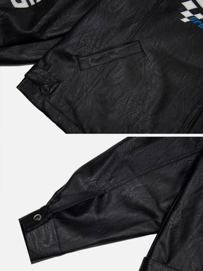 Majesda® - Embroidered Letters Racing Jacket outfit ideas, streetwear fashion - majesda.com