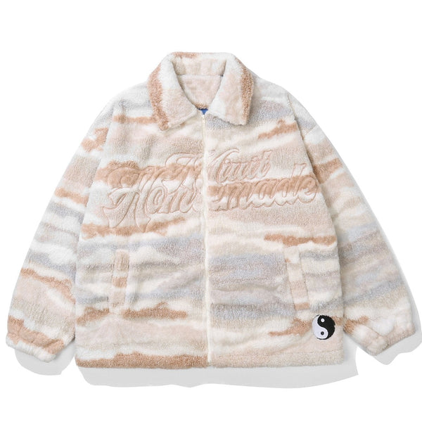 Majesda® - Embroidered Letters Sherpa Winter Coat outfit ideas streetwear fashion