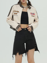 Majesda® - Embroidered Patchwork PU Jacket outfit ideas, streetwear fashion - majesda.com