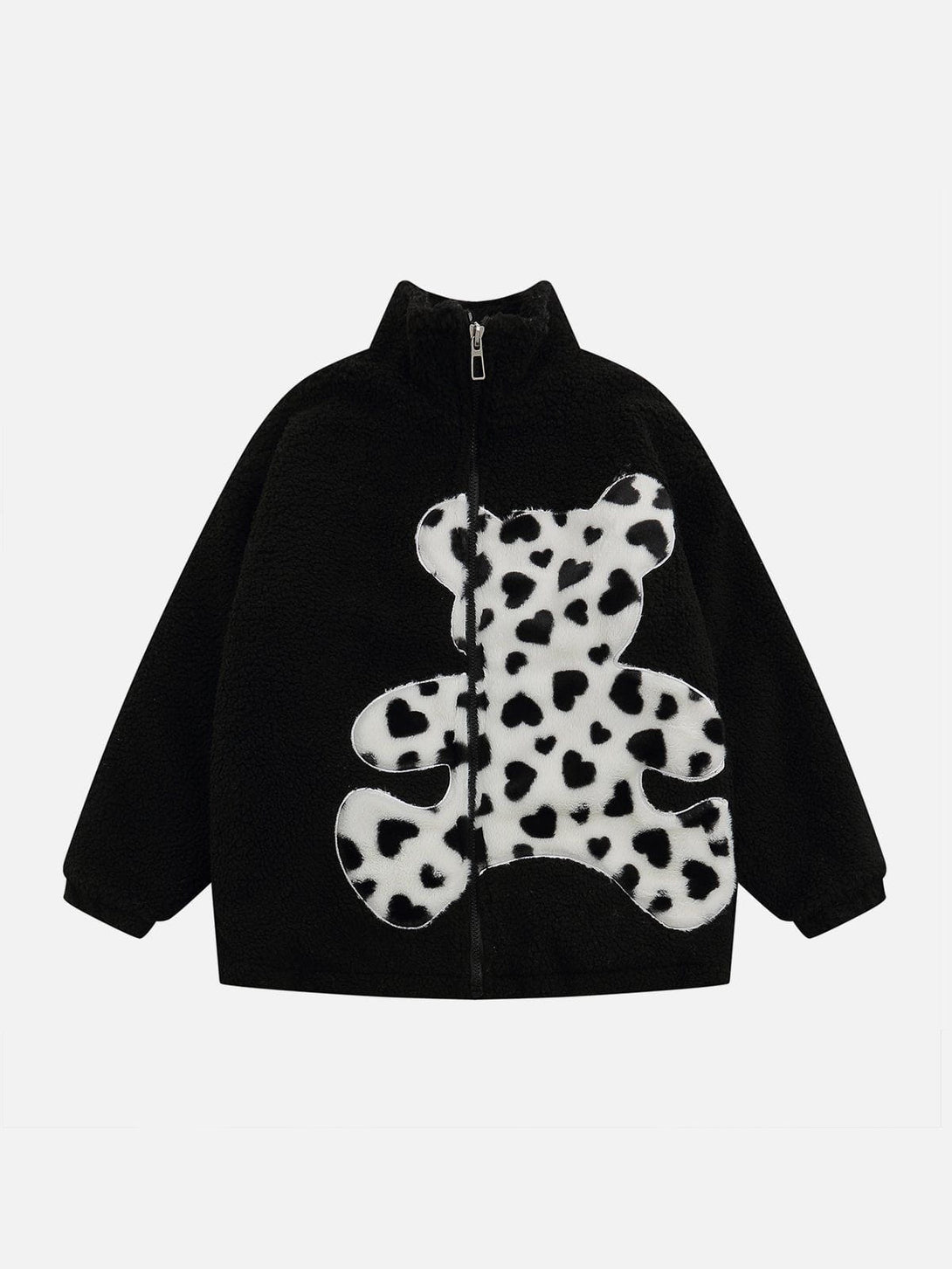Majesda® - Embroidered Plush Bear Sherpa Coat outfit ideas streetwear fashion