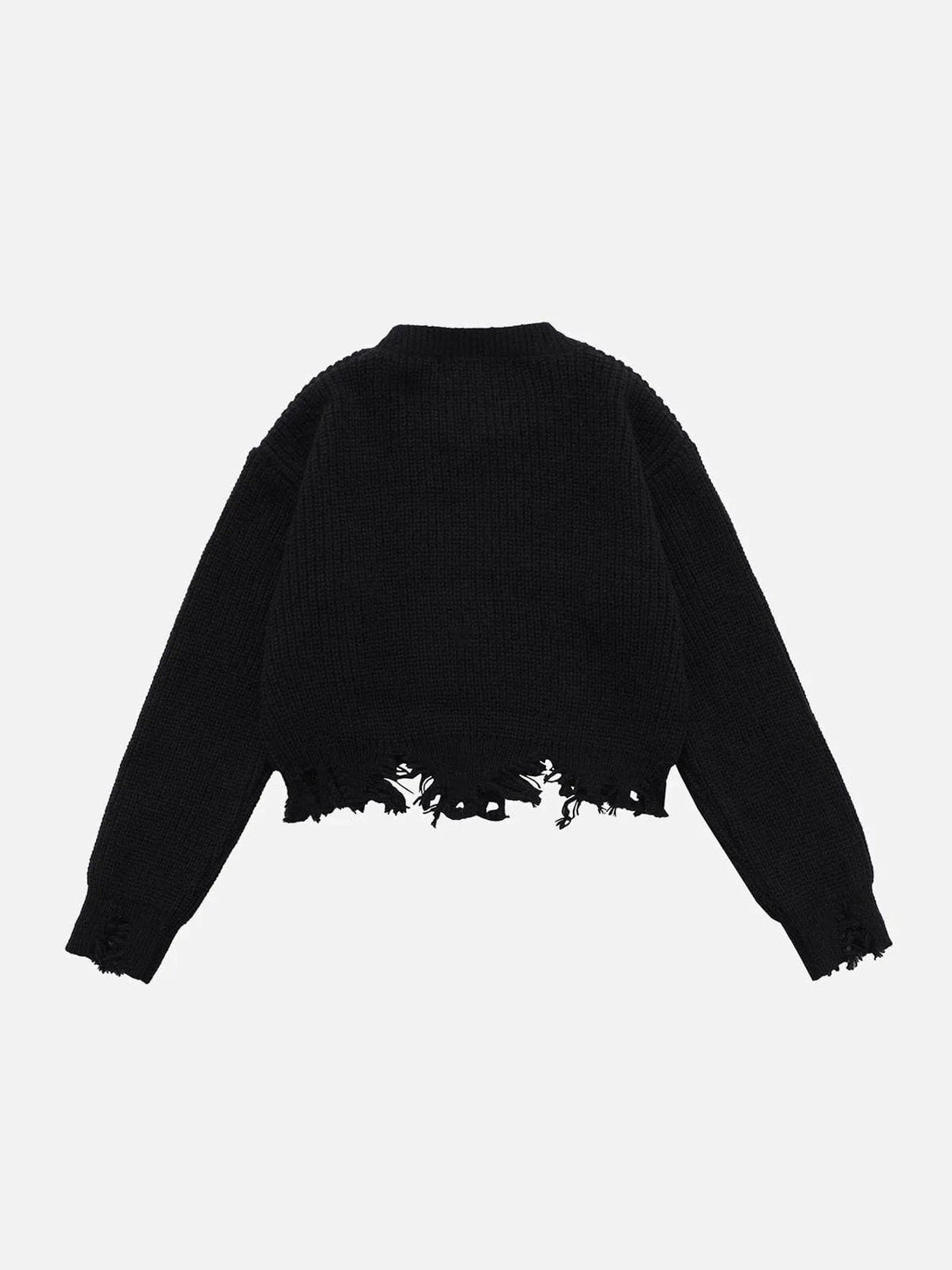 Majesda® - Embroidered Raw Edge Sweater outfit ideas streetwear fashion