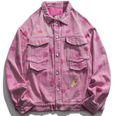 Majesda® - Embroidered Tie-Dye Denim Jacket outfit ideas, streetwear fashion - majesda.com