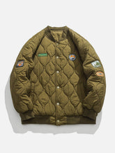Majesda® - Embroidery Badge Winter Coat outfit ideas, streetwear fashion - majesda.com