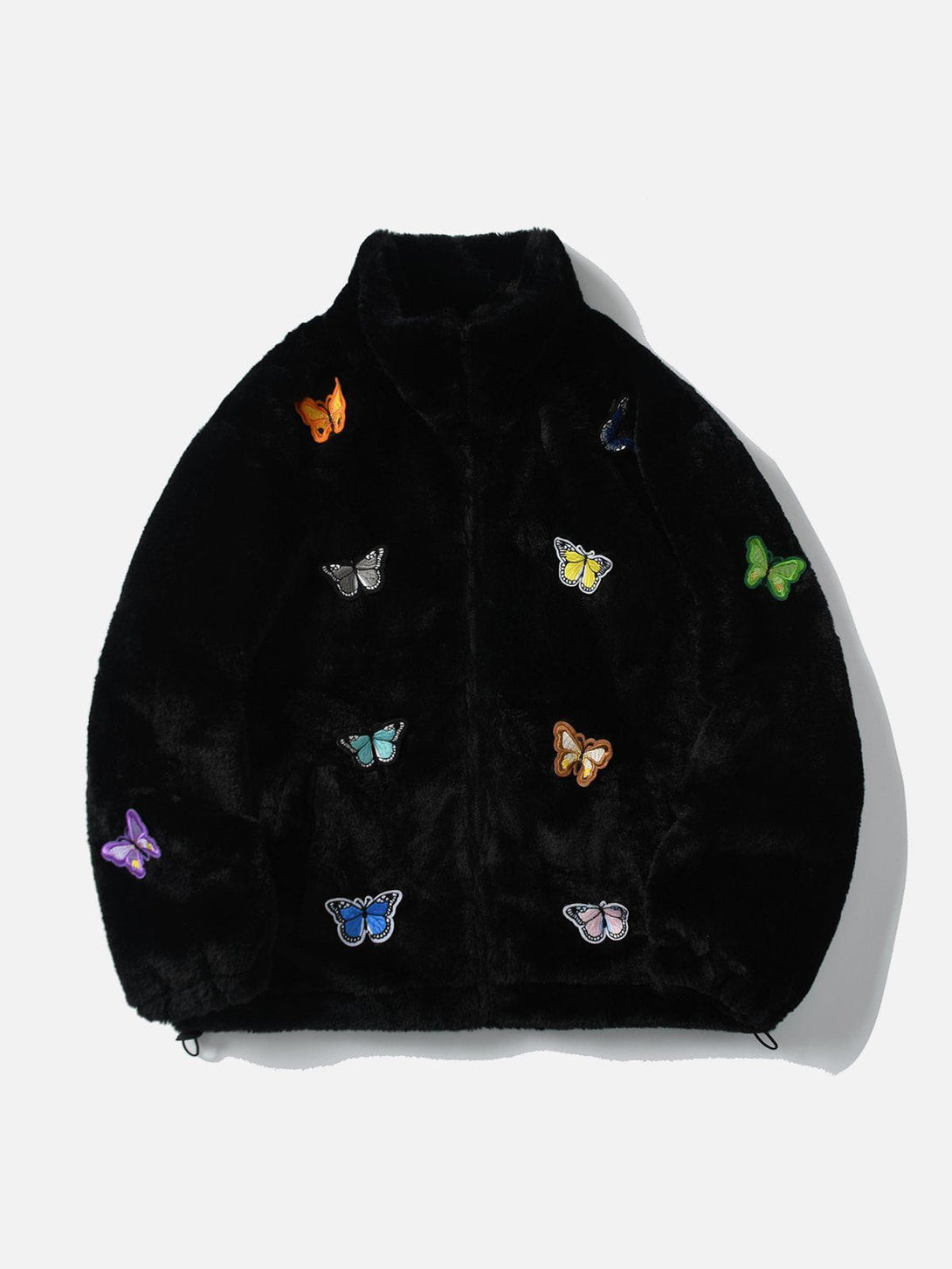 Majesda® - Embroidery Butterfly Sherpa Jacket outfit ideas streetwear fashion