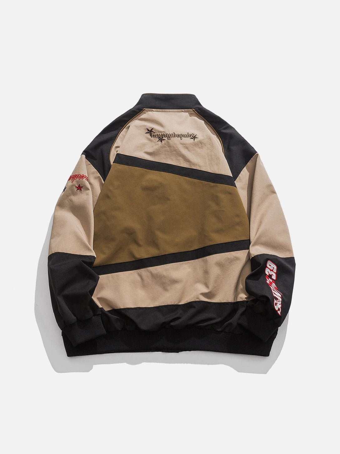 Majesda® - Embroidery Contrast Jacket outfit ideas, streetwear fashion - majesda.com