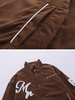Majesda® - Embroidery Flocking Corduroy Winter Coat outfit ideas, streetwear fashion - majesda.com