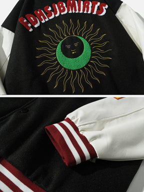 Majesda® - Embroidery Patchwork Jacket outfit ideas, streetwear fashion - majesda.com