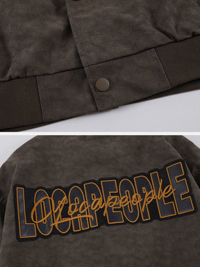 Majesda® - Embroidery Patchwork Letter Jacket outfit ideas, streetwear fashion - majesda.com