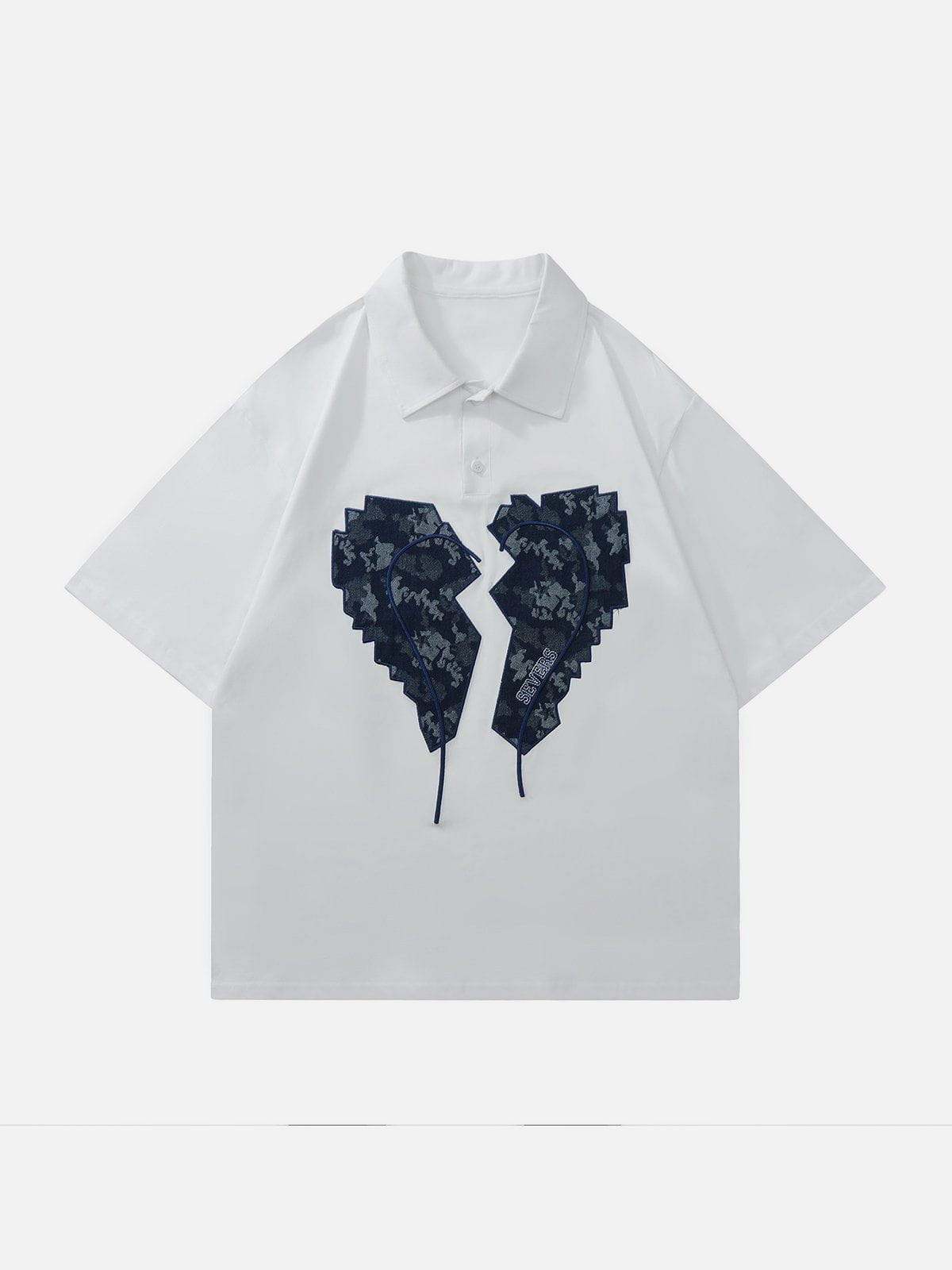 Majesda® - Embroidery Split Heart Short Sleeve Shirts outfit ideas streetwear fashion