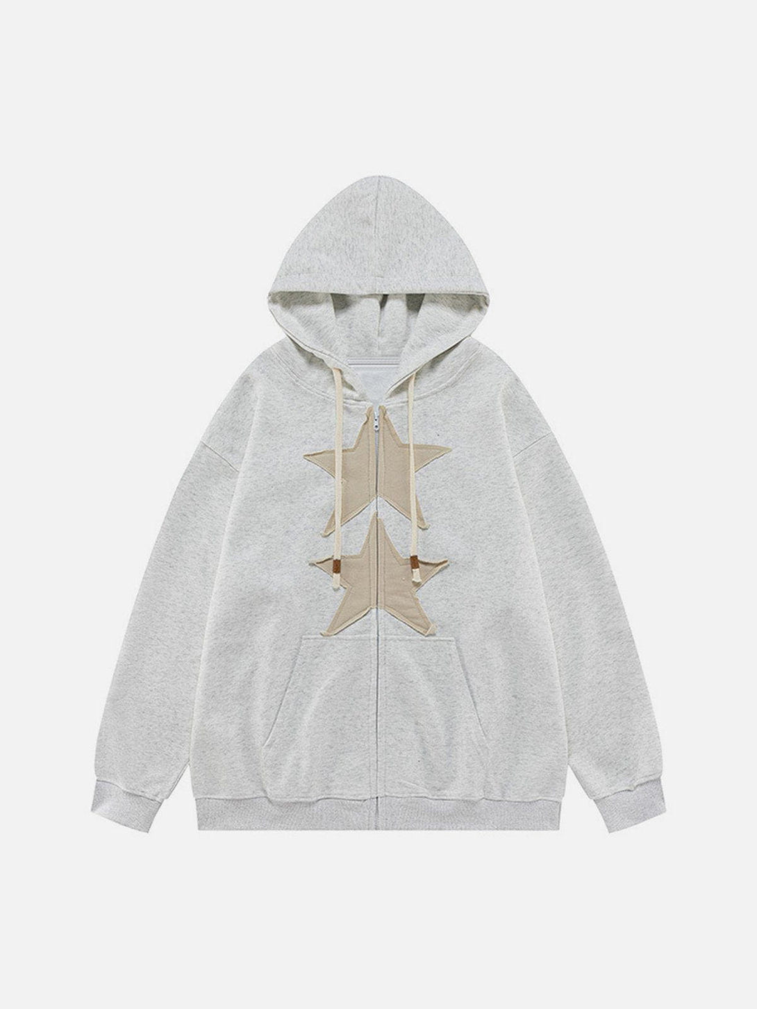 Majesda® - Embroidery Star Zip Up Hoodie outfit ideas streetwear fashion
