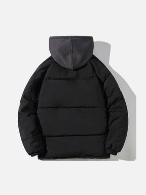 Majesda® - Fake Two-piece Hooded Winter Coat outfit ideas, streetwear fashion - majesda.com
