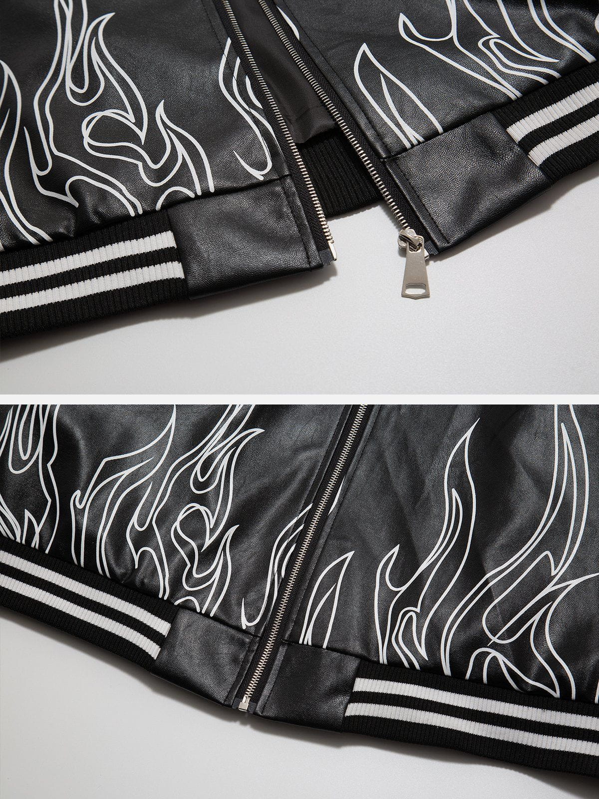 Majesda® - Flame Letter Print Jacket outfit ideas, streetwear fashion - majesda.com