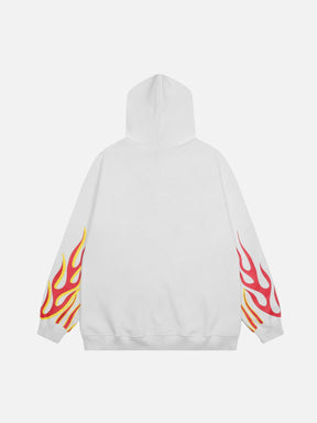 Majesda® - Flame Letter Print Zip Hoodie outfit ideas streetwear fashion