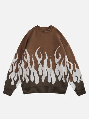 Majesda® - Flame Print Sweater outfit ideas streetwear fashion