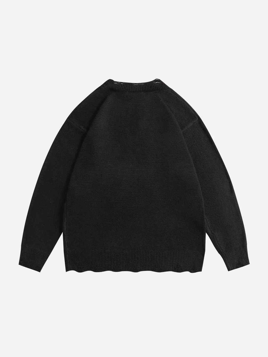 Majesda® - Flocked Bear Raw Edge Sweater outfit ideas streetwear fashion