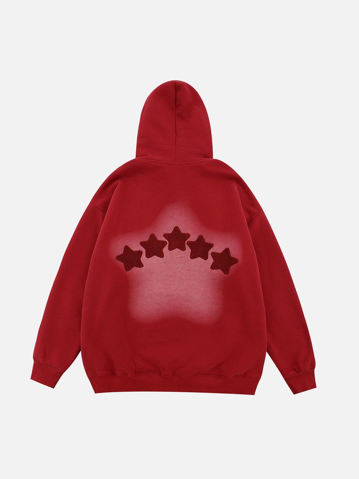 Majesda® - Flocked Star Embroidery Hoodie outfit ideas streetwear fashion