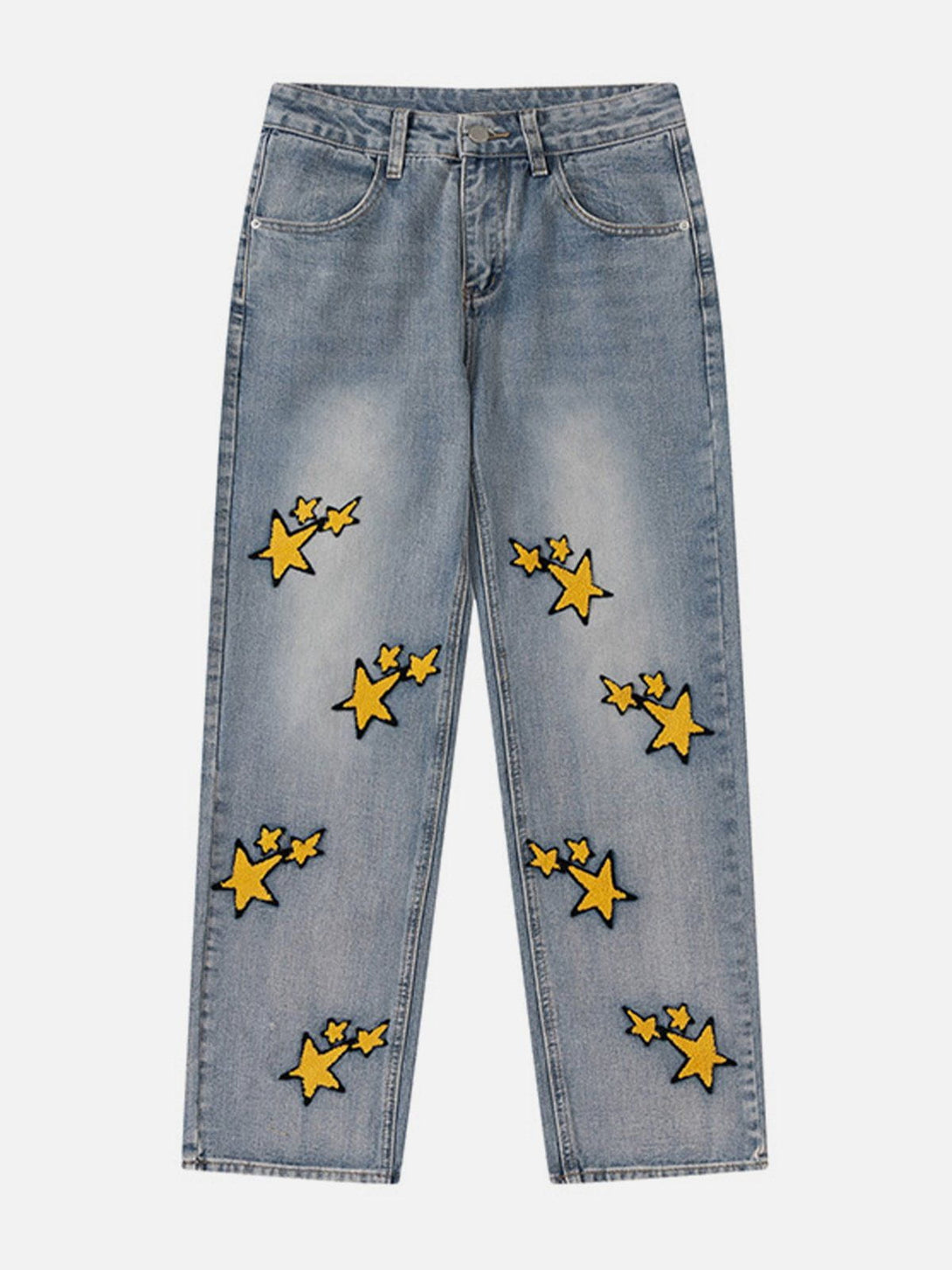 Majesda® - Flocked Star Jeans outfit ideas streetwear fashion