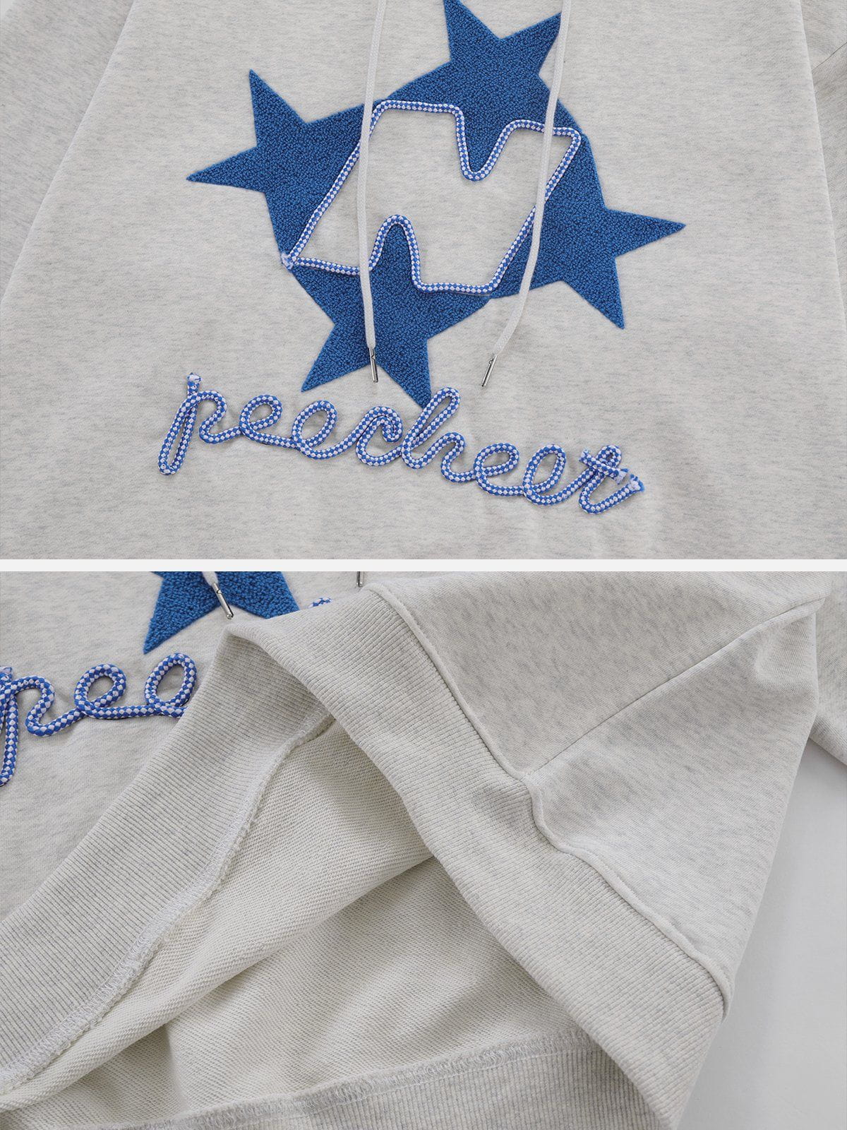 Majesda® - Flocked Stars Print Hoodie outfit ideas streetwear fashion