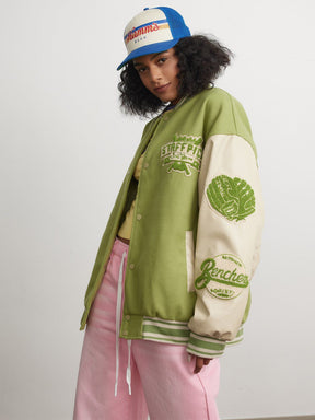 Majesda® - Flocking Baseball Embroidery Varsity Jacket outfit ideas, streetwear fashion - majesda.com