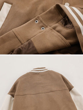 Majesda® - Flocking Flame Letters Varsity Jacket outfit ideas, streetwear fashion - majesda.com