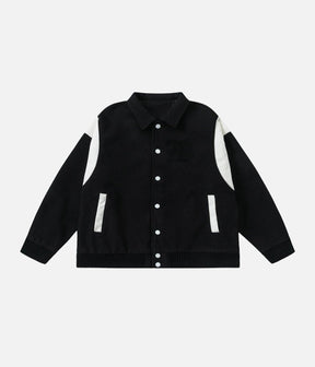 Majesda® - Flocking Letters Tweed Varsity Jacket outfit ideas, streetwear fashion - majesda.com