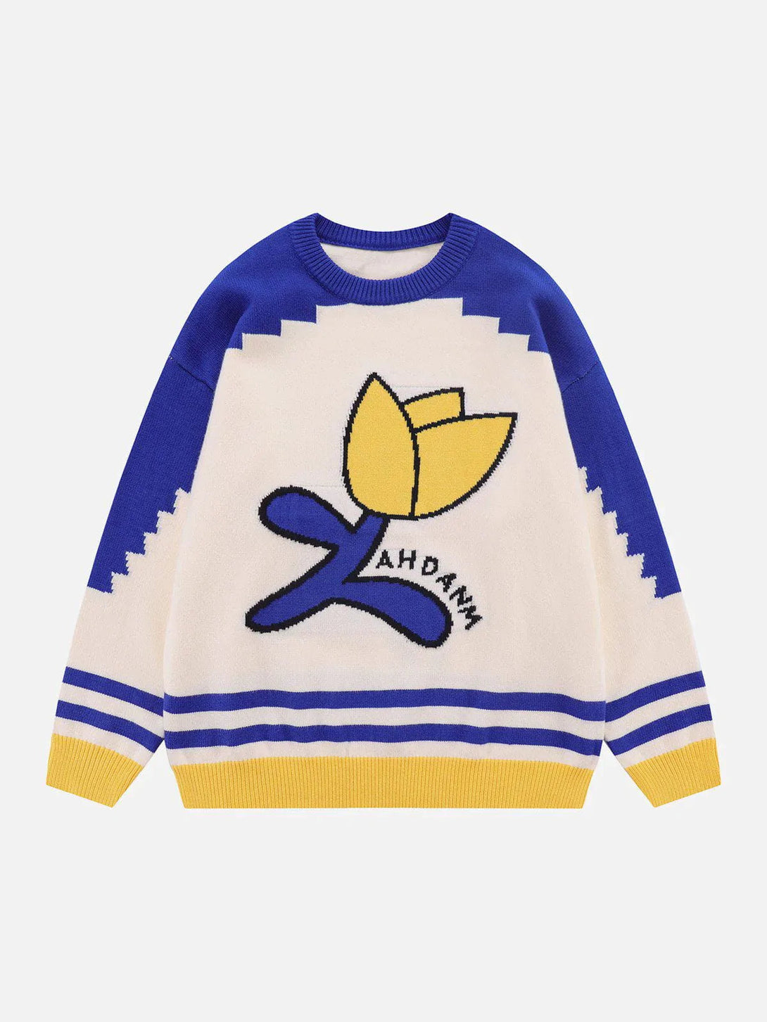 Majesda® - Flower Jacquard Sweater outfit ideas streetwear fashion