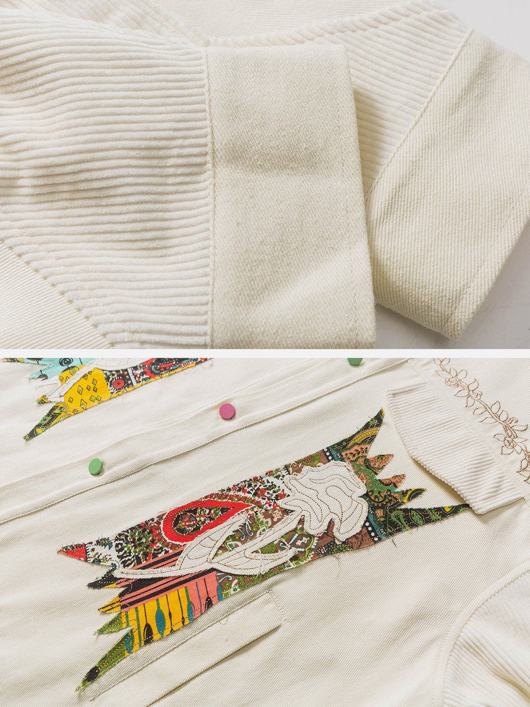 Majesda® - Flower Patchwork Embroidery Denim Jacket outfit ideas, streetwear fashion - majesda.com