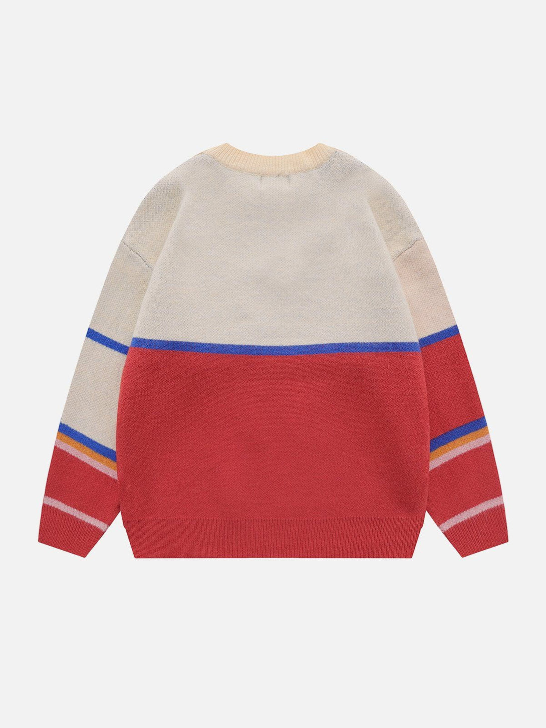 Majesda® - Flower Print Colorblock Sweater outfit ideas streetwear fashion