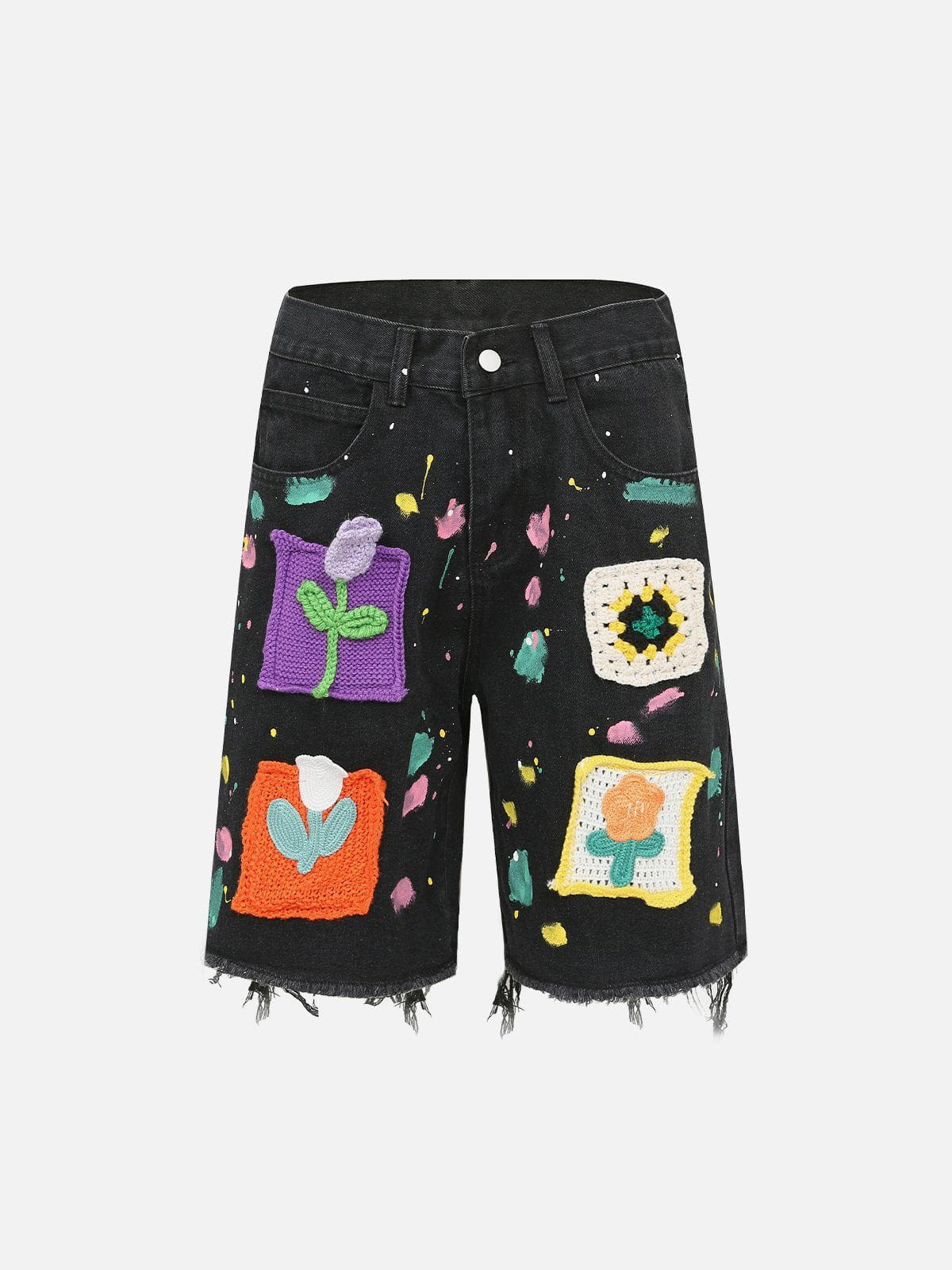 Majesda® - Flowers Patchwork Shorts outfit ideas streetwear fashion