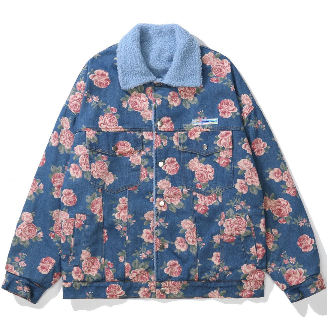 Majesda® - Full Flower Print Winter Coat outfit ideas streetwear fashion