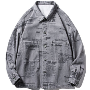 Majesda® - Full Letter Print Denim Jacket outfit ideas, streetwear fashion - majesda.com