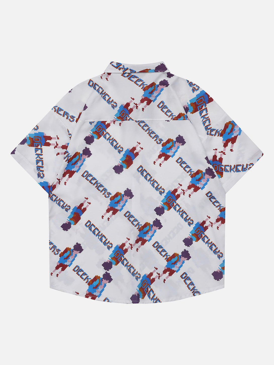 Majesda® - Full Print Pixel Cartoon Character Short Sleeve Shirt outfit ideas streetwear fashion