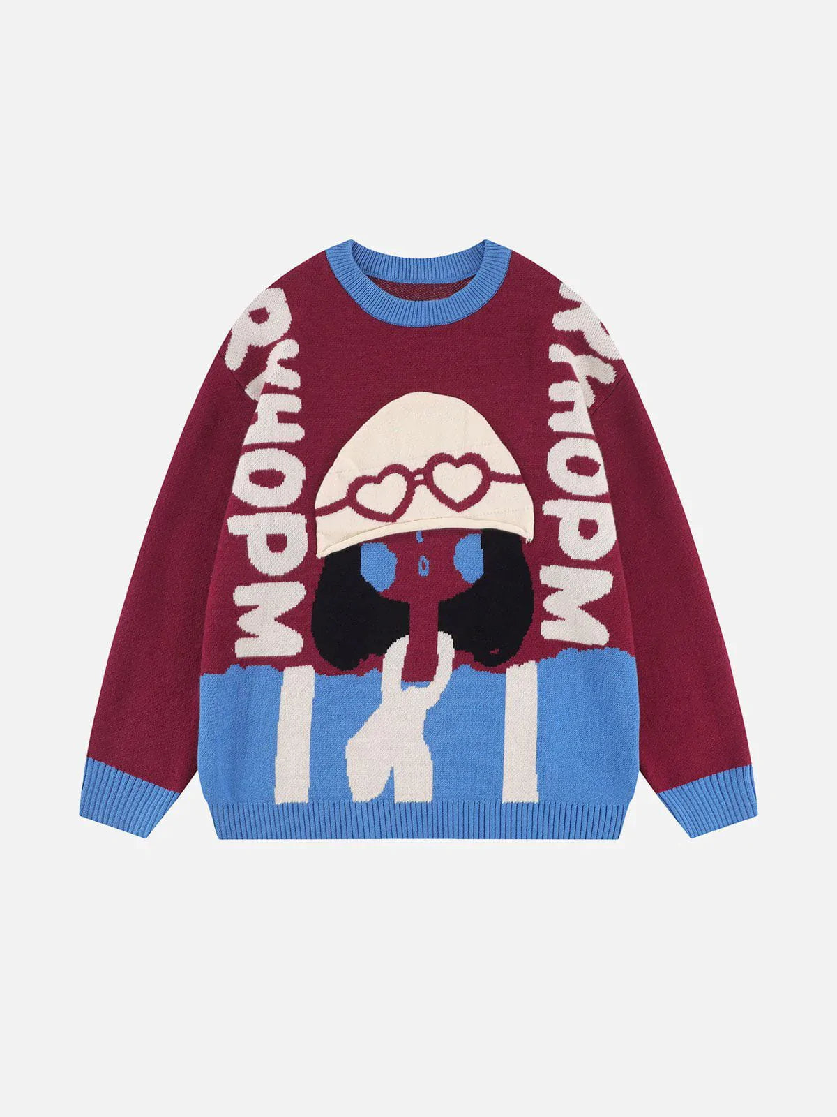 Majesda® - Fun Jacquard Patch Sweater outfit ideas streetwear fashion