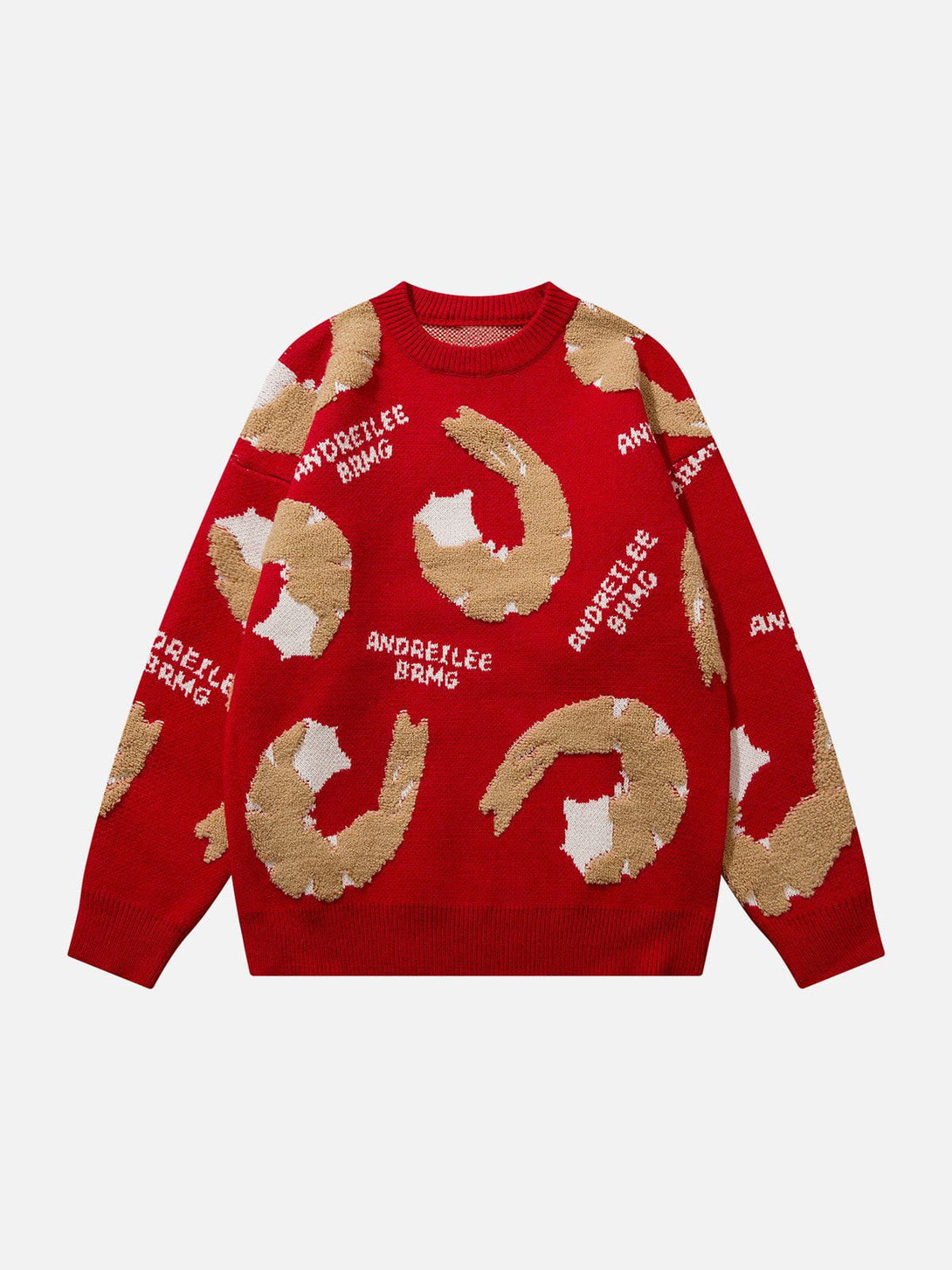 Majesda® - Fun Shrimp Jacquard Knit Sweater outfit ideas streetwear fashion