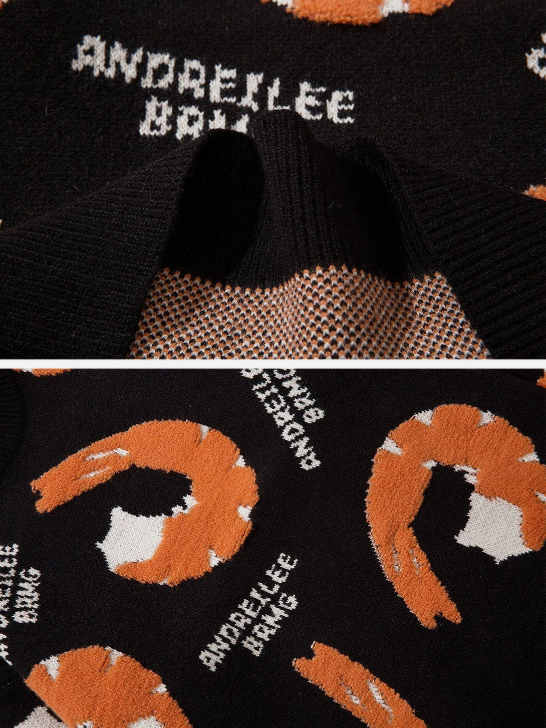 Majesda® - Fun Shrimp Jacquard Knit Sweater outfit ideas streetwear fashion